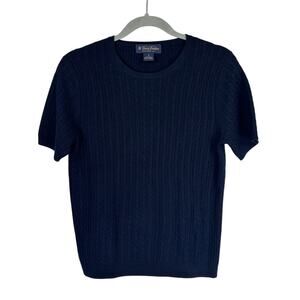 Brooks Brothers Women's Silk Cashmere Short Sleeve Sweater Size M Cable knit